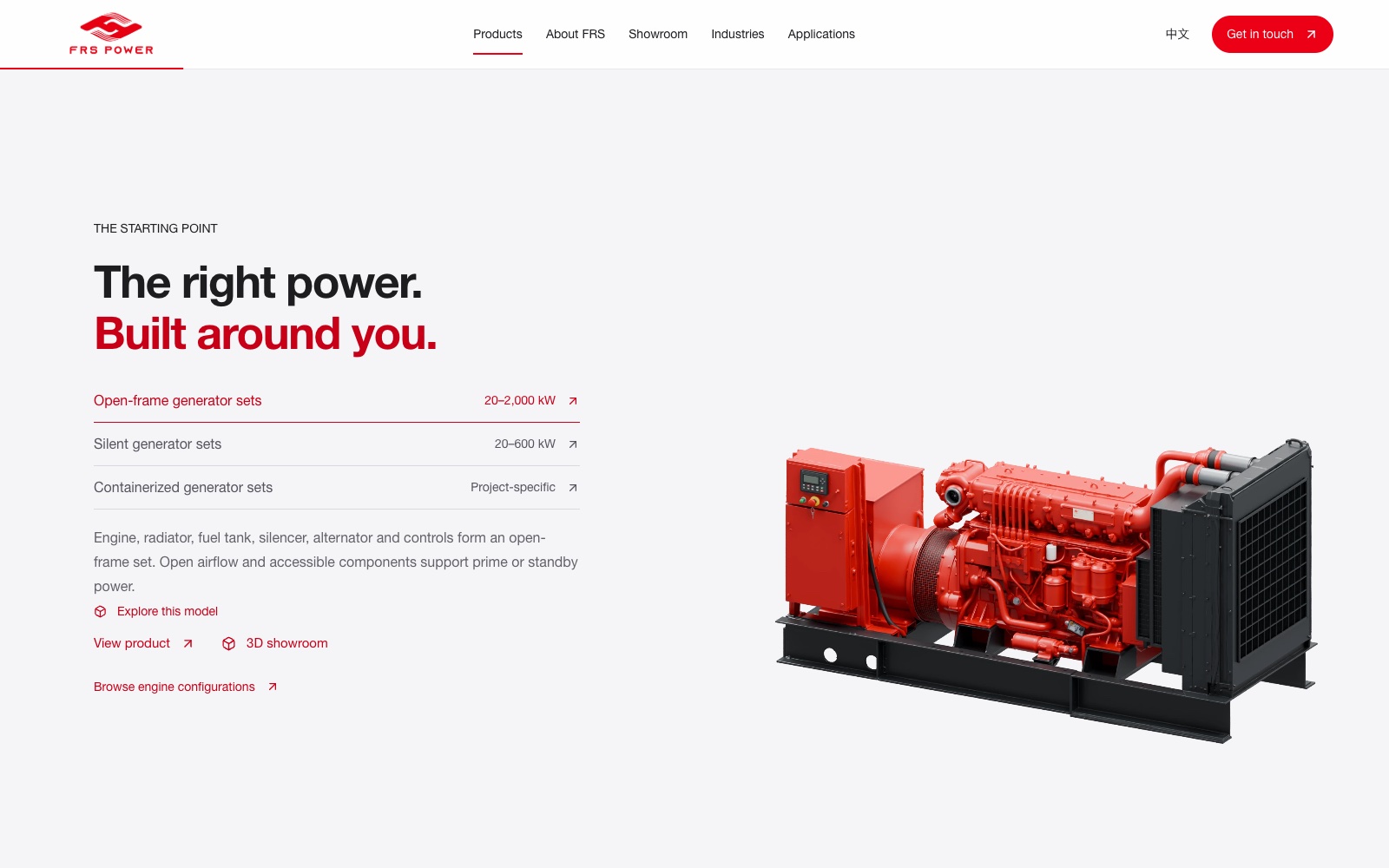 FRS POWER 本地英文网站桌面产品选择页面